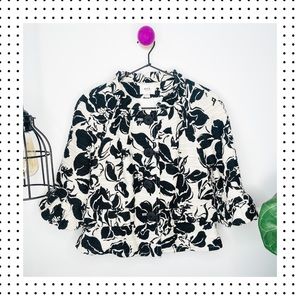 ECI New York - Floral Ruffled Linen Blazer Jacket 6